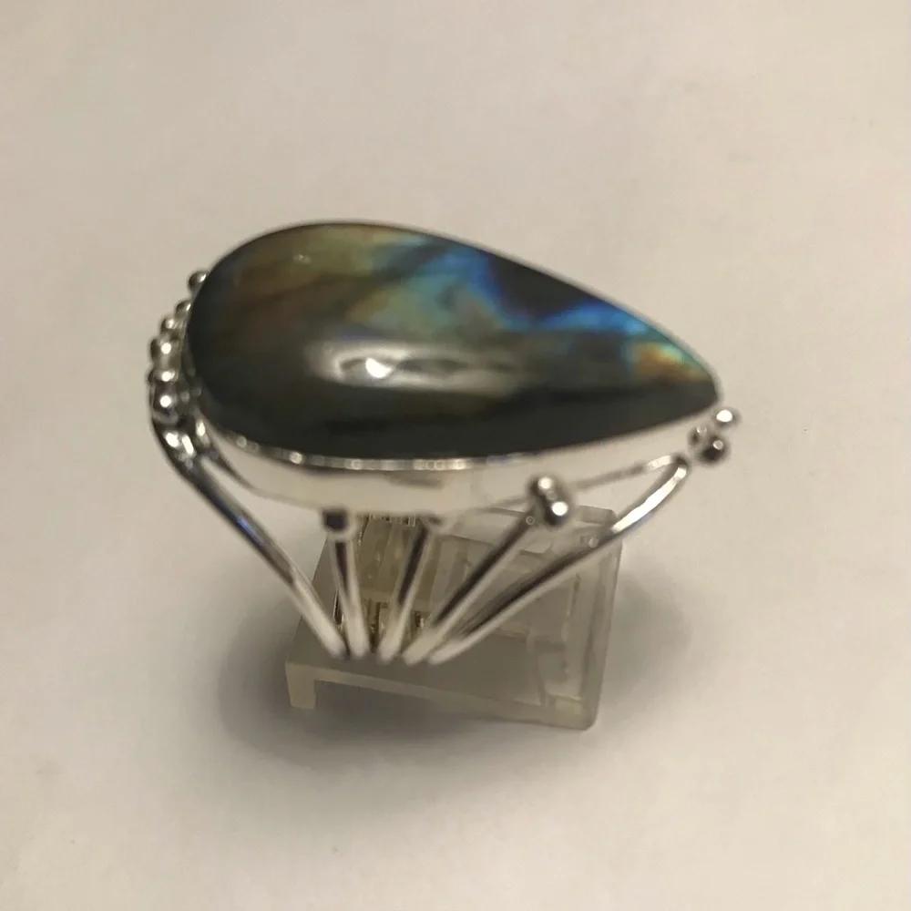 Labradorite Stamped 925 Sterling Silver Ring